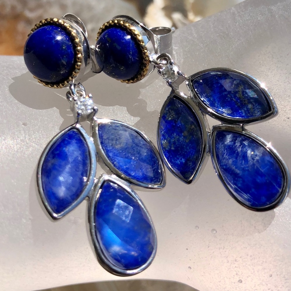 JOYA by Judy Crowell 1.5" Lapis Doublet earrings